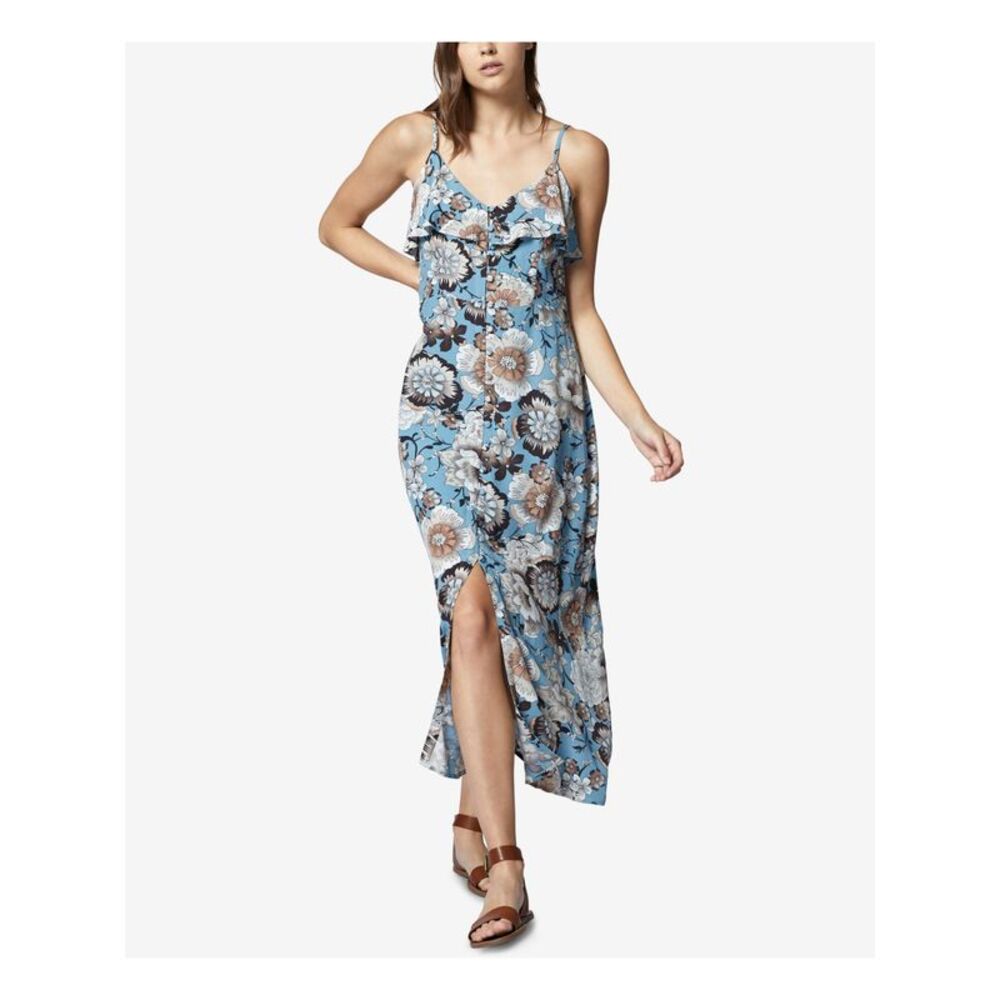 SANCTUARY Womens Blue Floral Button Down Maxi Dress S